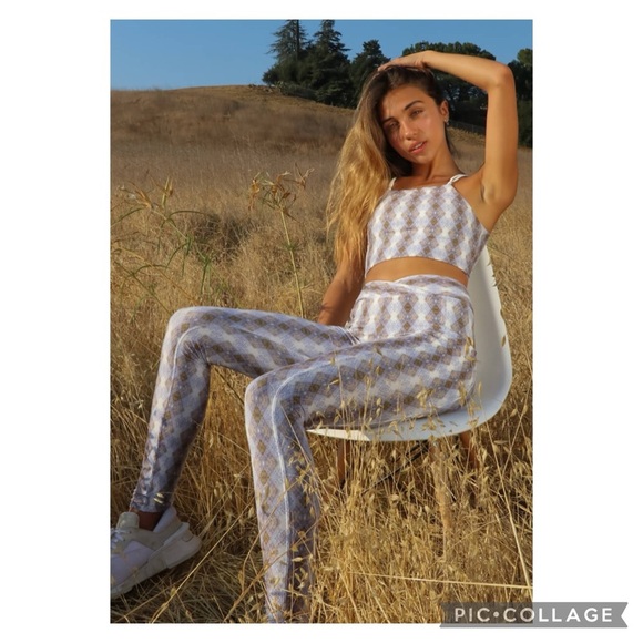 Wolven Argyle White Cossover Pocket Legging Size Small - Picture 13 of 16